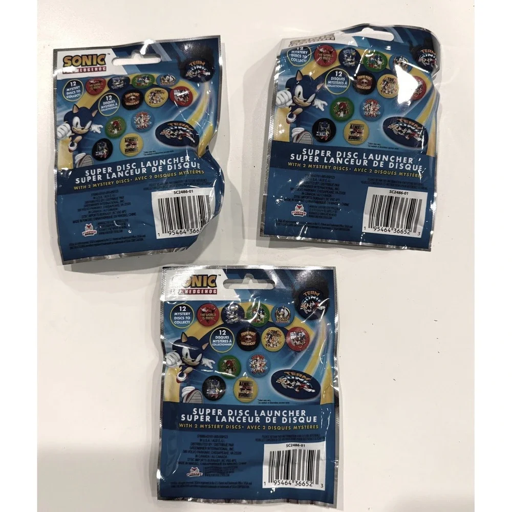 3 Pack Sonic the‎ Hedgehog Super Disc Launcher Mystery Blind Bags SEGA SC2486-01